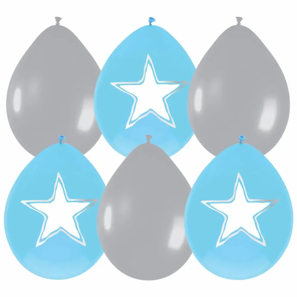 Haza - Witbaard Ballons bleus garçon avec étoile à écrire | 6 pièces