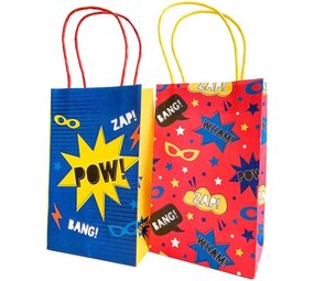 Amscan Sachets cadeaux à slogans de super-héros 12,7 x 21,5 cm | 8 pièces