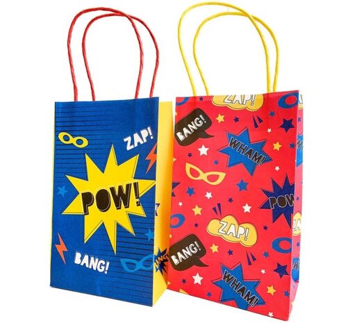 Amscan Superhelden-Partytüten mit Slogan, 12,7 x 21,5 cm | 8 Stück