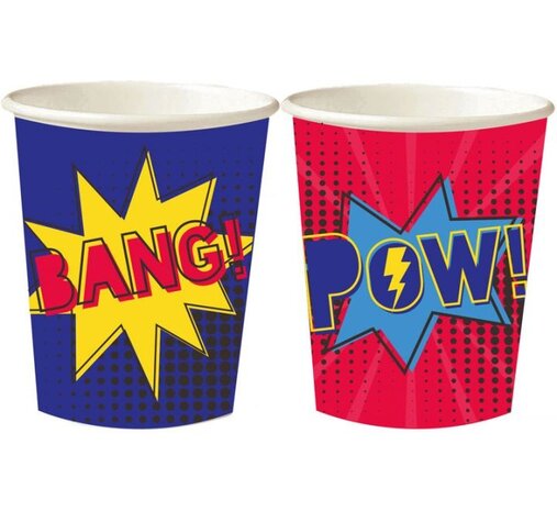 Amscan Superhero Slogan Cups 250ml | 8 pieces