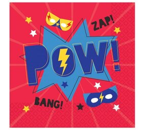 Amscan Superhero Slogan Napkins 33x33cm | 16 pieces