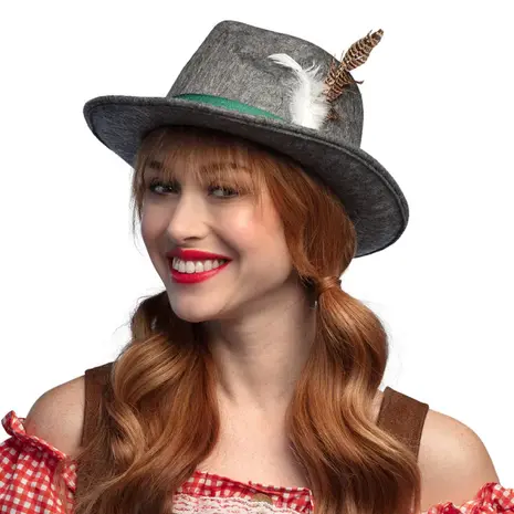 Boland Oktoberfest Tiroler Hoed Grijs | per stuk Boland Oktoberfest Tiroler Hoed Grijs | per stuk