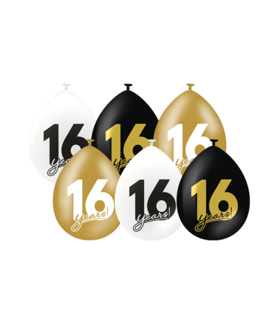 Paper Dreams Ballonnen 16 jaar Celebration! 30cm | 6 stuks Paper Dreams Ballonnen 16 jaar Celebration! 30cm | 6 stuks