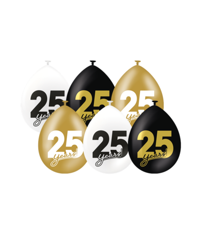 Paper Dreams Ballonnen 25 jaar Celebration! 30cm | 6 stuks Paper Dreams Ballonnen 25 jaar Celebration! 30cm | 6 stuks