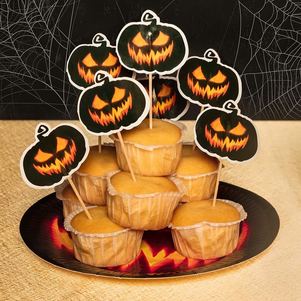 Boland Pics à cocktail citrouille effrayants pour Halloween 12 cm | 12 pièces