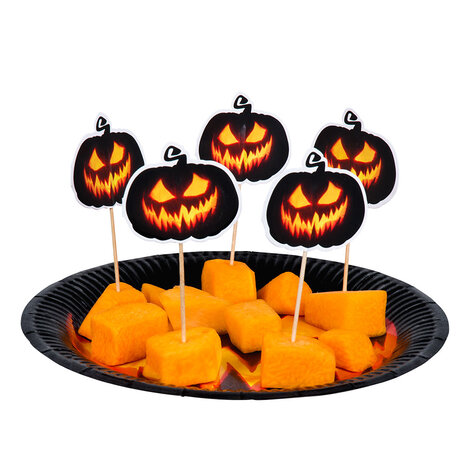 Boland Cocktailprikkers Creepy Pumpkin Halloween 12cm | 12 stuks Boland Cocktailprikkers Creepy Pumpkin Halloween 12cm | 12 stuks