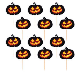 Boland Cocktailprikkers Creepy Pumpkin Halloween 12cm | 12 stuks Boland Cocktailprikkers Creepy Pumpkin Halloween 12cm | 12 stuks
