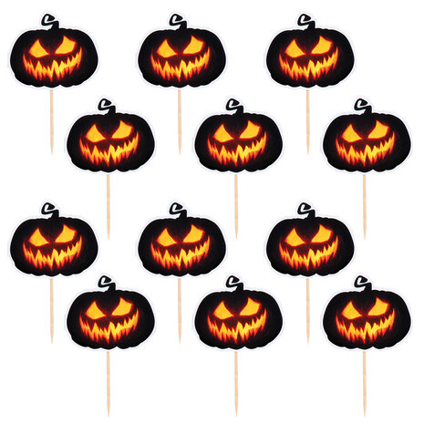 Boland Creepy Pumpkin Halloween Cocktail Picks 12cm | 12 pieces