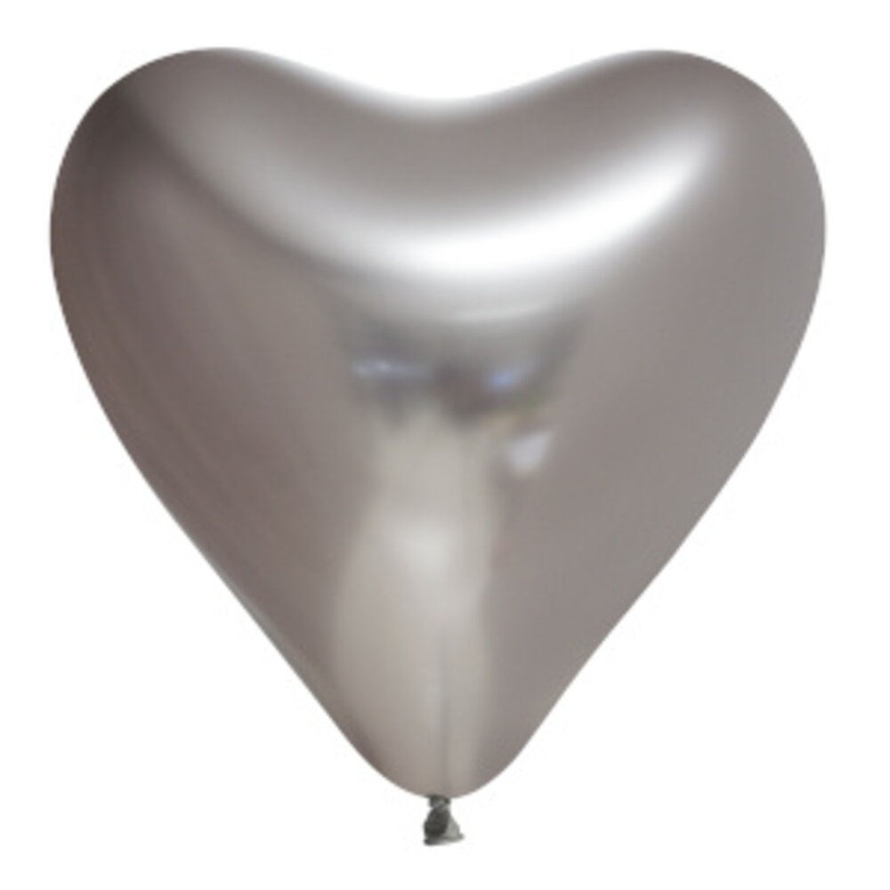 WeFiesta Ballons en forme de cœur argenté chromés 30 cm | 6 pièces