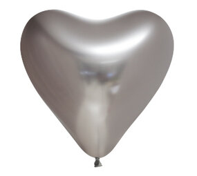 WeFiesta Silver Heart Balloons Chrome 30cm | 6 pieces