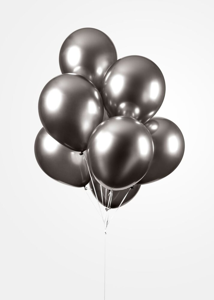 WeFiesta Space Grey Chrome Balloons 30cm | 10 or 100 pieces