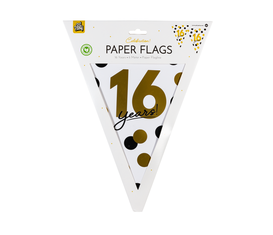 Paper Dreams Vlaggenlijn 16 jaar Celebration! | 6 mtr Paper Dreams Vlaggenlijn 16 jaar Celebration! | 6 mtr