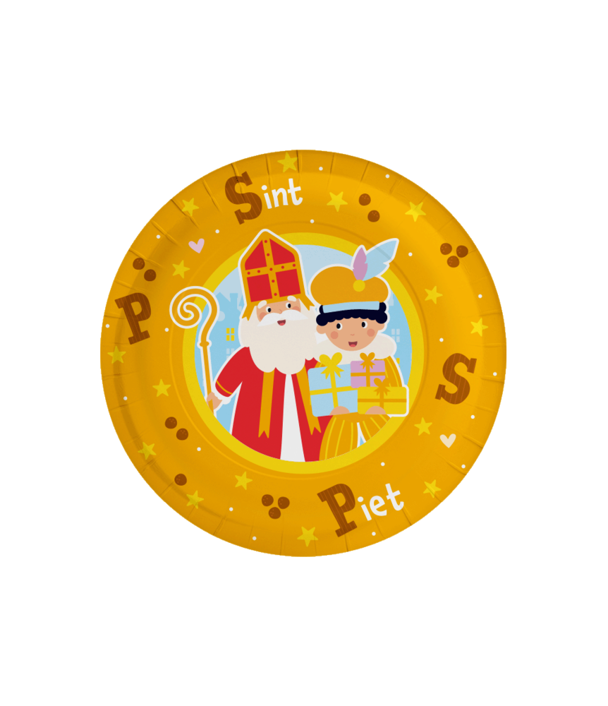 Paper Dreams Teller mit Motiven des Heiligen Nikolaus und des Schwarzen Petrus, 23 cm | 8 Stück