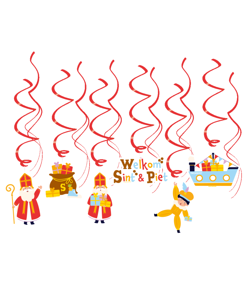 Paper Dreams Swirls Hangdecoratie Sint & Piet 70cm | 12 stuks Paper Dreams Swirls Hangdecoratie Sint & Piet 70cm | 12 stuks