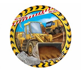 Procos Party Panneaux « Travaux en cours » (bulldozer) 23 cm | 8 pièces