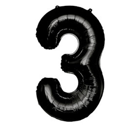 Paper Dreams Ballon en aluminium noir numéro 3 | 86 cm