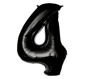 Paper Dreams Zwarte Folie Ballon Cijfer 4 | 86cm Paper Dreams Zwarte Folie Ballon Cijfer 4 | 86cm