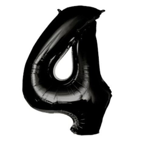 Paper Dreams Zwarte Folie Ballon Cijfer 4 | 86cm