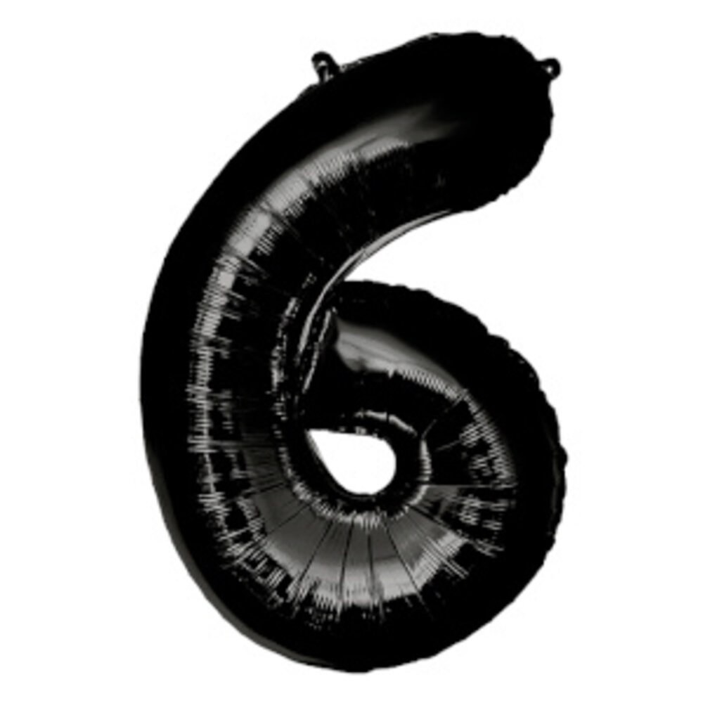 Paper Dreams Zwarte Folie Ballon Cijfer 6 | 86cm