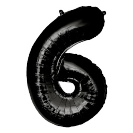 Paper Dreams Zwarte Folie Ballon Cijfer 6 | 86cm