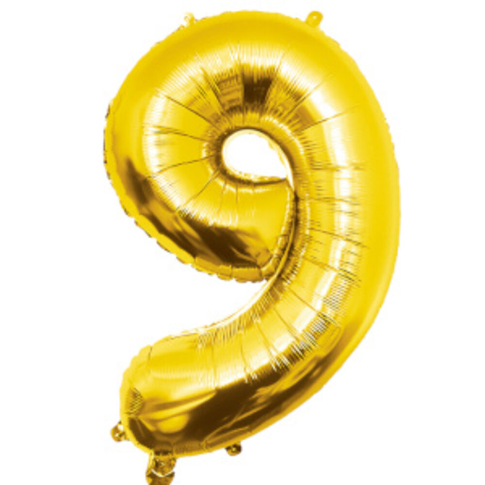 Paper Dreams Goud Folie Ballon Cijfer 9 | 86cm