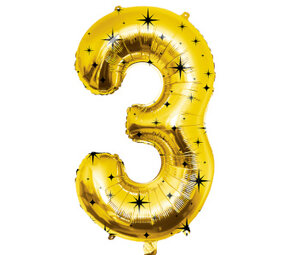 Paper Dreams Goud Folie Ballon Cijfer 3 Classy | 86cm Paper Dreams Goud Folie Ballon Cijfer 3 Classy | 86cm