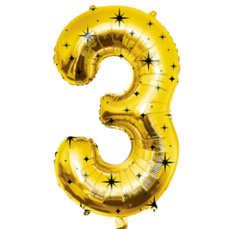 Paper Dreams Goud Folie Ballon Cijfer 3 Classy | 86cm Paper Dreams Goud Folie Ballon Cijfer 3 Classy | 86cm