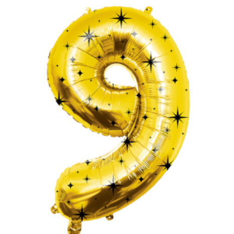 Paper Dreams Goud Folie Ballon Cijfer 9 Classy | 86cm Paper Dreams Goud Folie Ballon Cijfer 9 Classy | 86cm