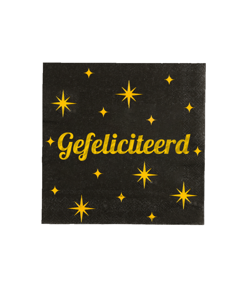 Paper Dreams Servetten Gefeliciteerd Classy 33x33cm | 16 stuks Paper Dreams Servetten Gefeliciteerd Classy 33x33cm | 16 stuks