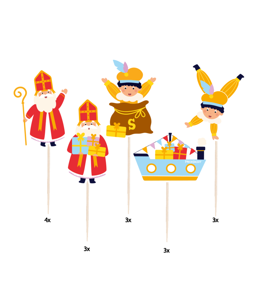 Paper Dreams Cocktail Prikkers Sint & Piet 6,5cm | 16 stuks Paper Dreams Cocktail Prikkers Sint & Piet 6,5cm | 16 stuks