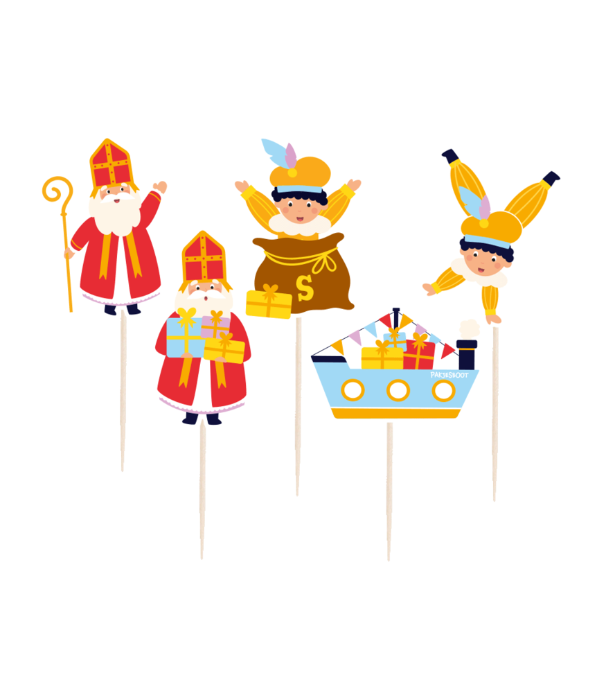 Paper Dreams Cocktail Prikkers Sint & Piet 6,5cm | 16 stuks Paper Dreams Cocktail Prikkers Sint & Piet 6,5cm | 16 stuks