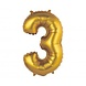 Godan Mattgoldener Folienballon Zahl 3 | 35 cm