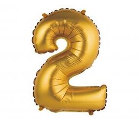 Godan Ballon chiffre 2 en feuille d'or mat | 35 cm