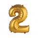 Godan Ballon chiffre 2 en feuille d'or mat | 35 cm