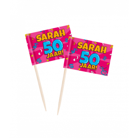 Paper Dreams Piques à cocktails Sarah Cartoon Cocktail 50 ans, 6,5 cm | 50 pièces
