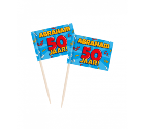 Paper Dreams Abraham Cartoon 50 jaar Cocktail Prikkers 6,5cm | 50 stuks Paper Dreams Abraham Cartoon 50 jaar Cocktail Prikkers 6,5cm | 50 stuks
