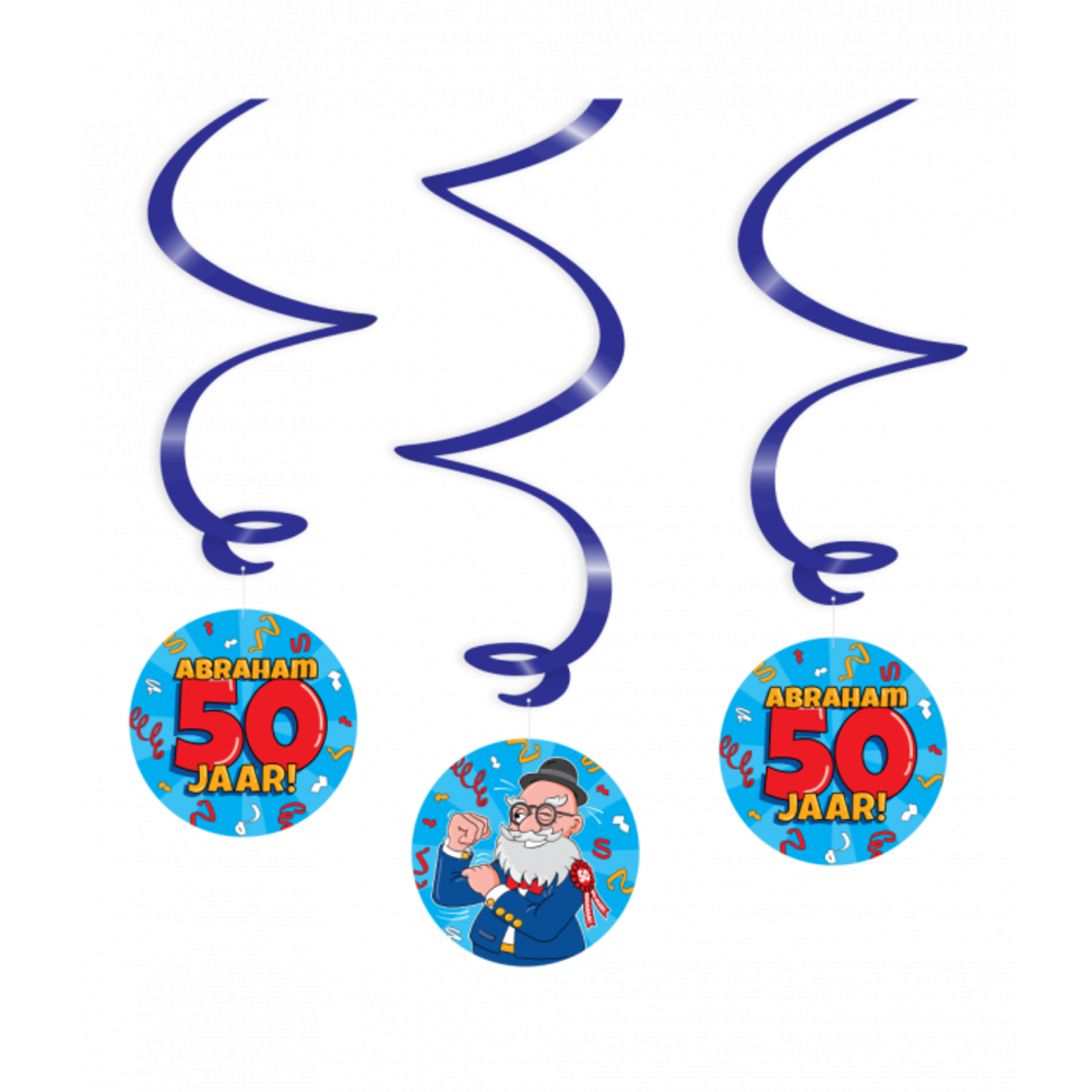 Paper Dreams Abraham Cartoon 50 jaar Hangdecoratie Swirls 17cm |  3 stuks
