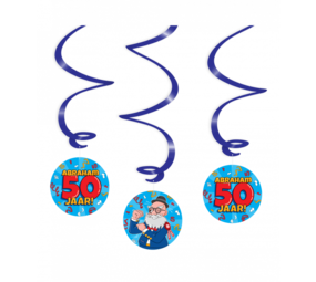 Paper Dreams Abraham Cartoon 50 jaar Hangdecoratie Swirls 17cm | 3 stuks Paper Dreams Abraham Cartoon 50 jaar Hangdecoratie Swirls 17cm | 3 stuks