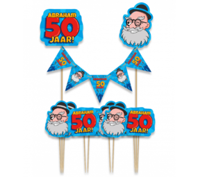 Paper Dreams Abraham Cartoon 50 jaar Taart Toppers | per stuk Paper Dreams Abraham Cartoon 50 jaar Taart Toppers | per stuk