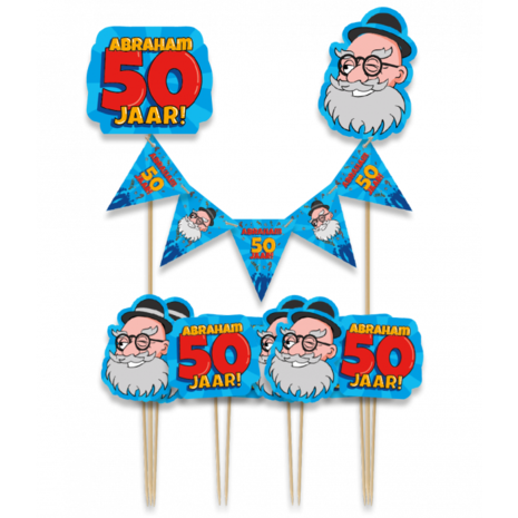 Paper Dreams Abraham Cartoon 50 jaar Taart Toppers | per stuk Paper Dreams Abraham Cartoon 50 jaar Taart Toppers | per stuk