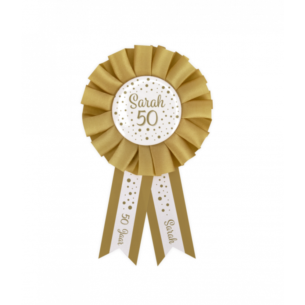 Paper Dreams Sarah 50 Jahre Rosette Weiß/Gold 14 cm | pro Stück