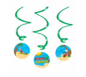 Paper Dreams Retirement Cartoon Hanging Decoration Swirls 17cm | 3 pieces
