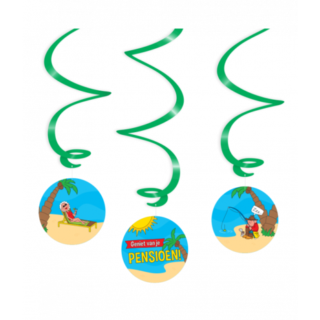 Paper Dreams Retirement Cartoon Hanging Decoration Swirls 17cm | 3 pieces