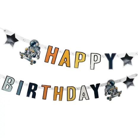 Boland Buchstabengirlande „Weltraum-Geburtstag“ 250 cm | pro Stück