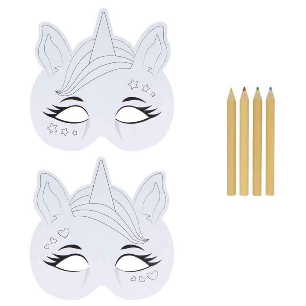 Henbrandt Kleur je eigen Eenhoorn Maskers | 2 stuks Henbrandt Kleur je eigen Eenhoorn Maskers | 2 stuks