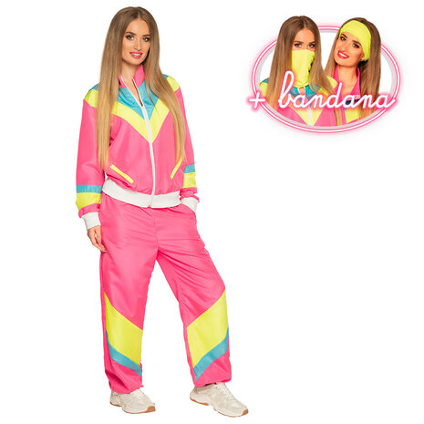 Boland Falscher Retro-Damen-Trainingsanzug Neonpink