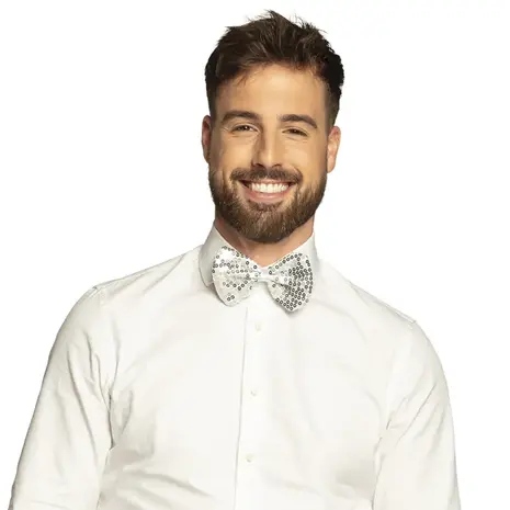 Boland Vlinder Strik met Zilveren Pailletten | per stuk Boland Vlinder Strik met Zilveren Pailletten | per stuk