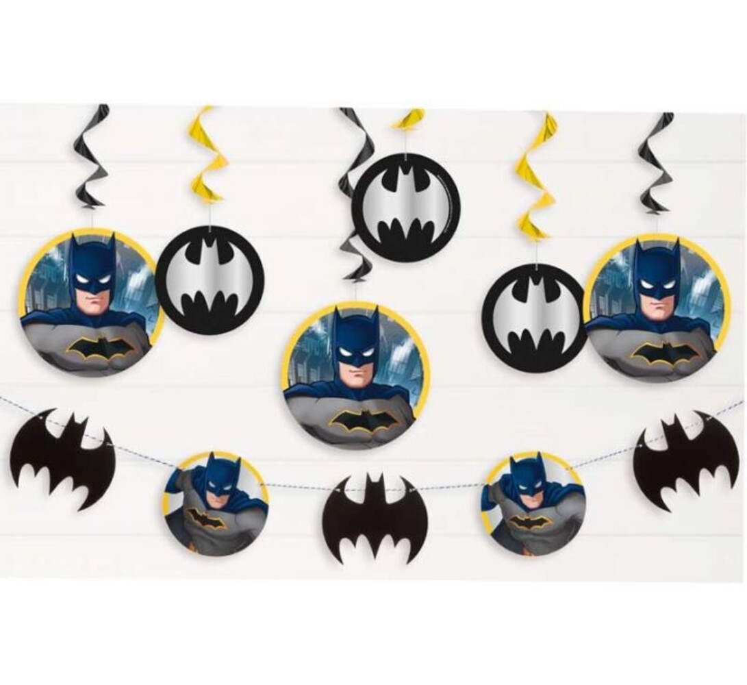 Unique Party Guirlande Batman et décorations suspendues en spirale | 7 pièces