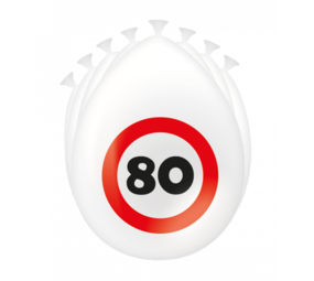 Paper Dreams Ballons pour 80e anniversaire, motif panneau de signalisation, 30 cm | 8 pièces