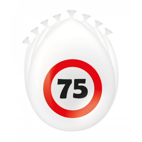 Paper Dreams Ballonnen 75 jaar Verkeersbord 30cm | 8 stuks